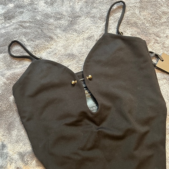 NWT Revolve H:ours Black Bodysuit Thong Sleeveless High Leg Sexy Stretchy Small - Picture 7 of 10